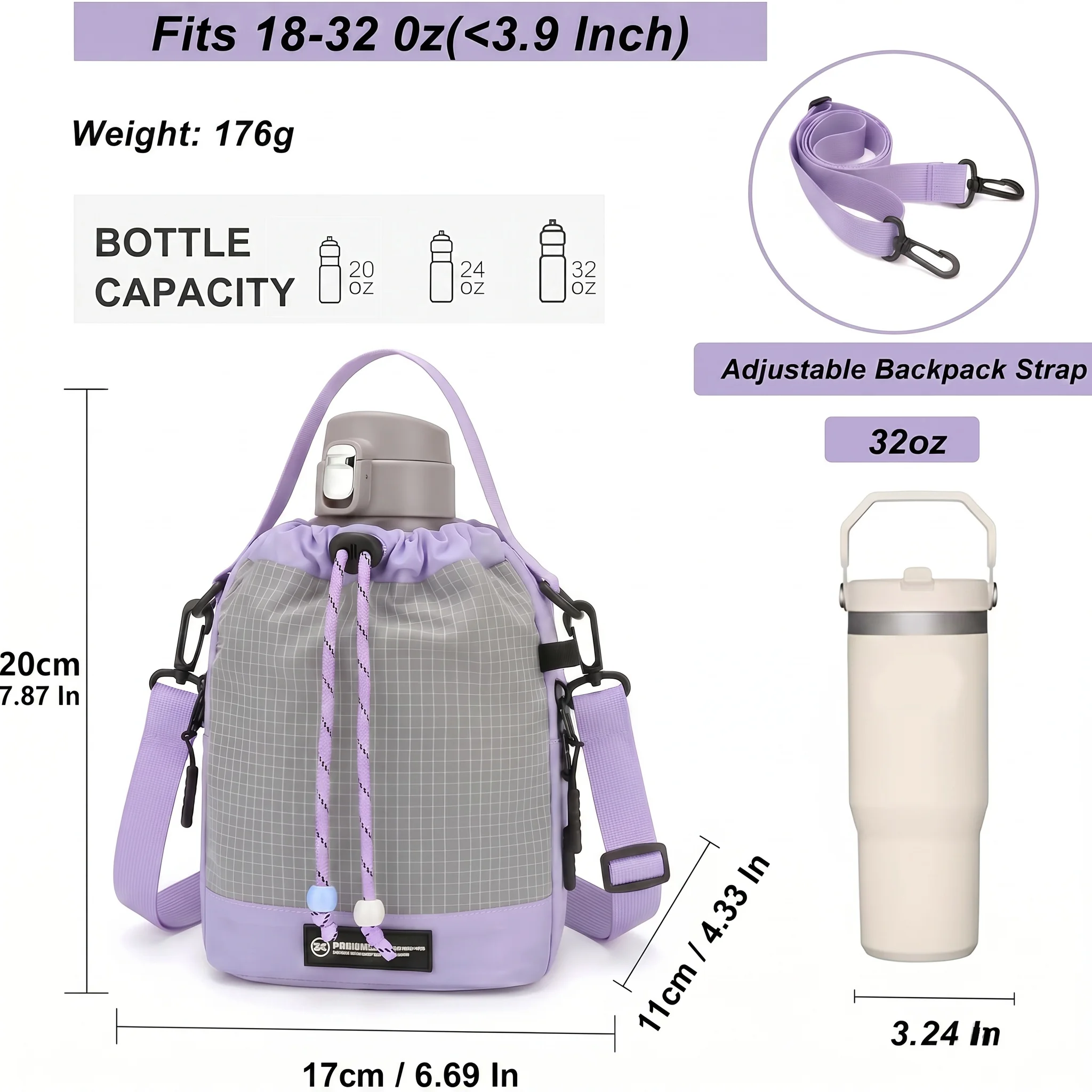 Convertible Color Block Water Bottle Crossbody Bag, Waterproof Mini Backpack with Anti-Theft Pocket for Gym Hiking Outdoor Trip
