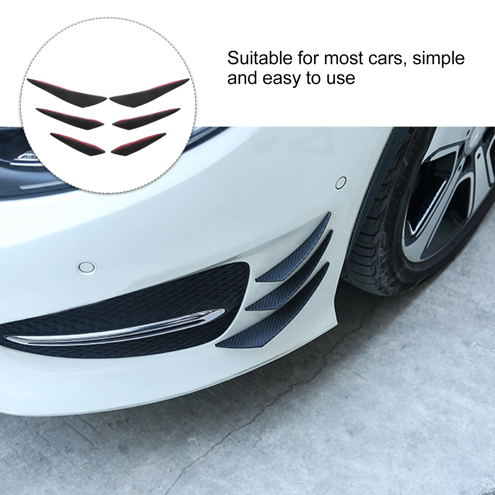 

1 Set Bumper Lip Splitter Fins Abs Material High Quality Durable Unique Appearance Easy Installation Car Front Bumper Decor