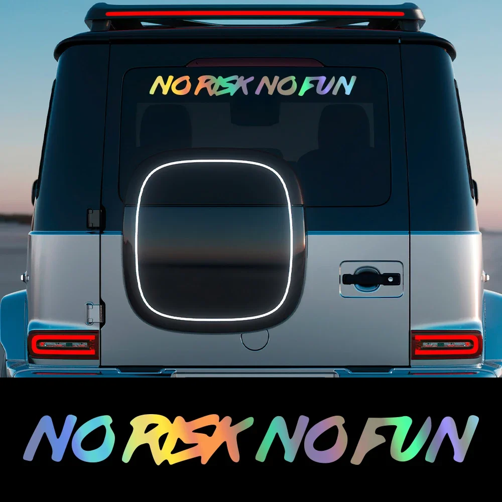 Car Front Rear Windshield Stickers NO RISK NO FUN Letter Banner Decals Vinyl Waterproof Exterior Decoration Styling Accessories