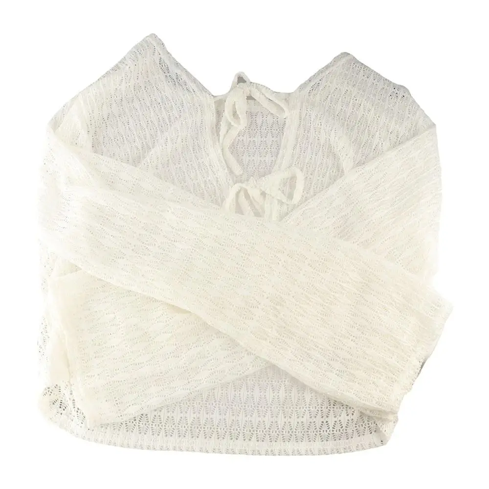 

Transparent Mesh Cardigan Shirt Beach Crochet Sweater Lace Up Sun Protection Cardigan Tops Beach Shirts Coat Sunscreen Clothing