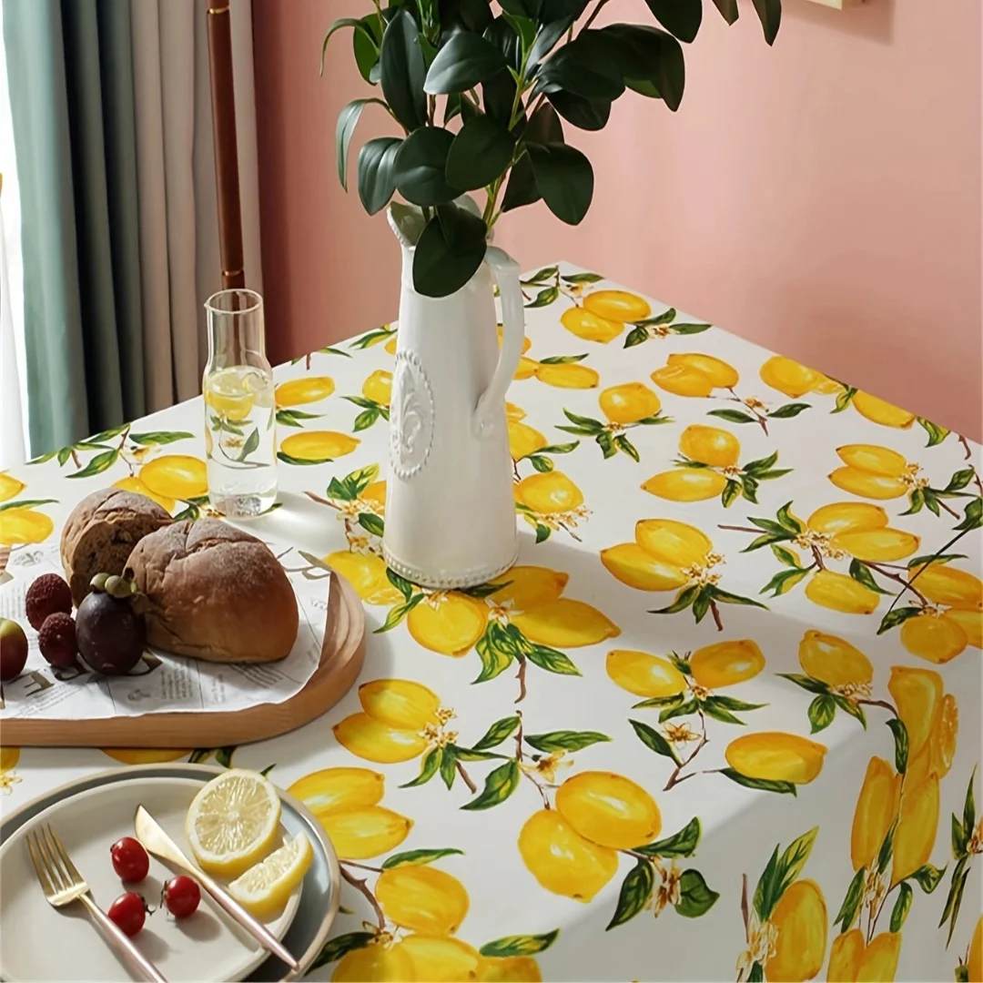 1 Pc/waterproof And Oil Resistant Tablecloth Lemon Fruit Series Suitable For Dining Tables Banquet Home Decoration
