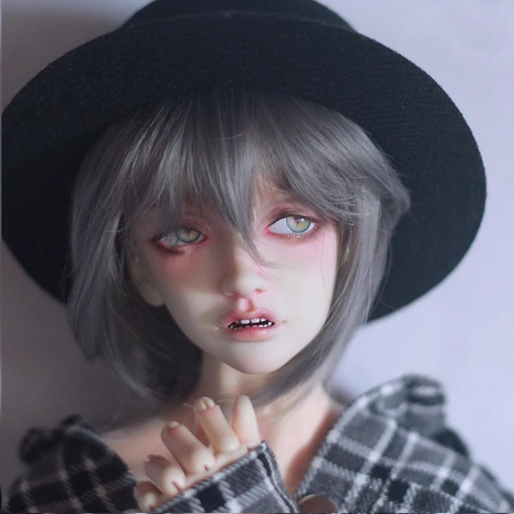 [wamami] 88 #   Серый короткий прямой парик 1/4 MSD AOD BJD Dollfie 7-8"