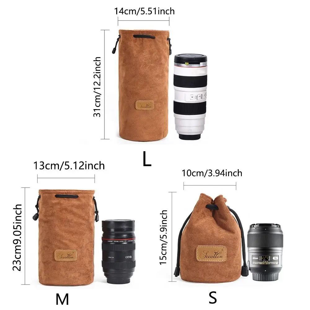 Vintage Soft Camera Storage Bag Portable Dustproof DSLR Drawstring Bag Adjustable Strap Handbag Lens Pouch Gadget