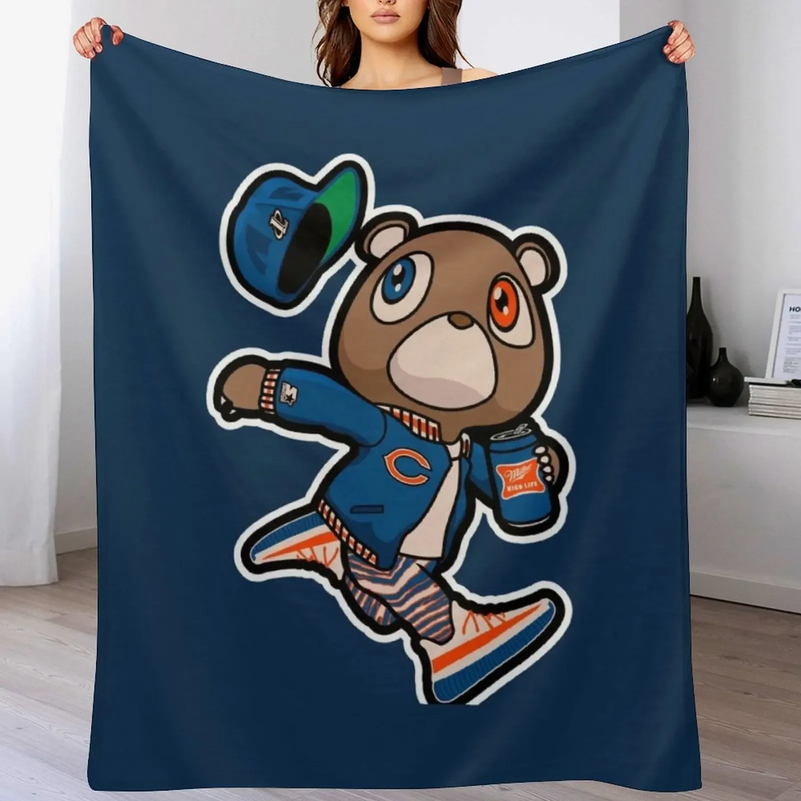 

Kanye West Dropout Bear Chicago Vintage Graduation Throw Blanket Plaid christmas gifts Luxury Designer Blankets