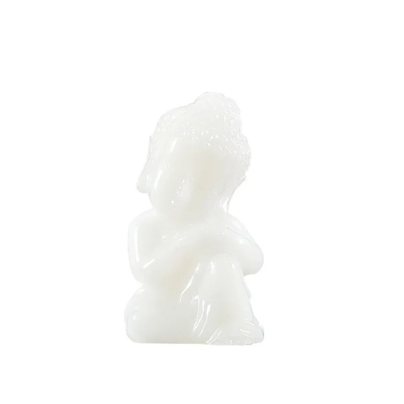 White jade Buddha statue ornament White jade engraving Buddha statue living room home entrance Jade home gift