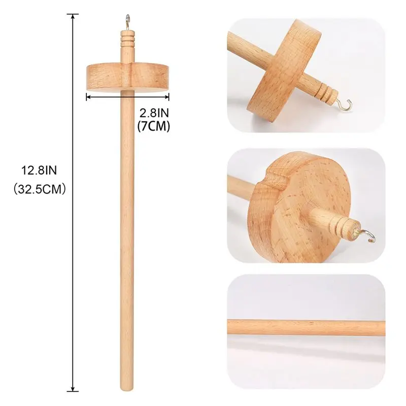 EYFL-Drop Spindle Top Whorl Yarn Spinner For Crocheting Spin Spinning Wheel For Yarn Making Hand Carved Wooden Spindle Tool Dura view 6