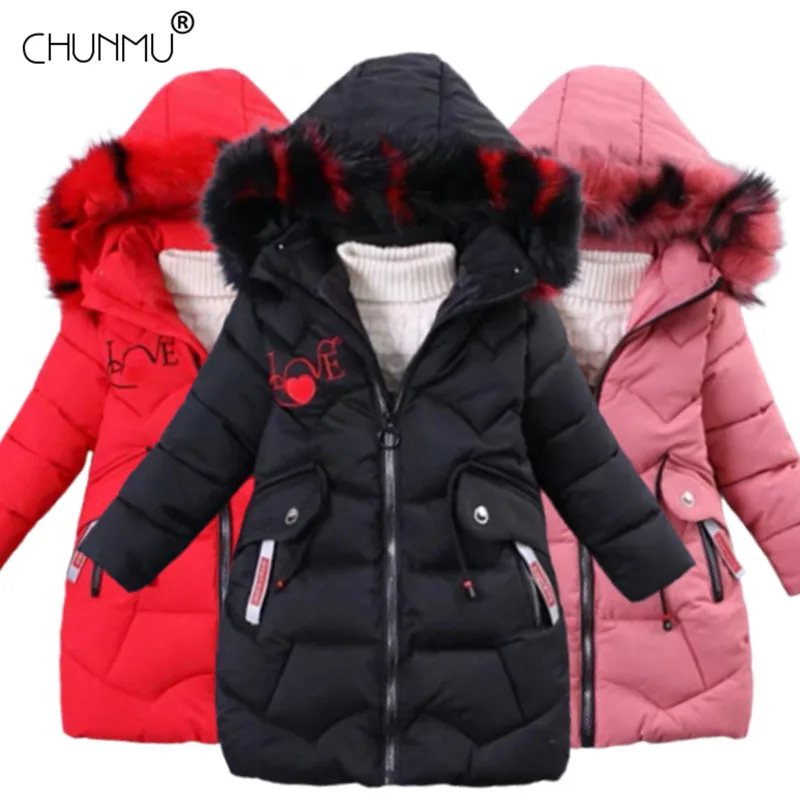 Kids Girls Cotton Jacket Winter Jacket For Girls Coat Baby Warm Hooded Outerwear Coat Girls Clothing Children Soild Down Coat