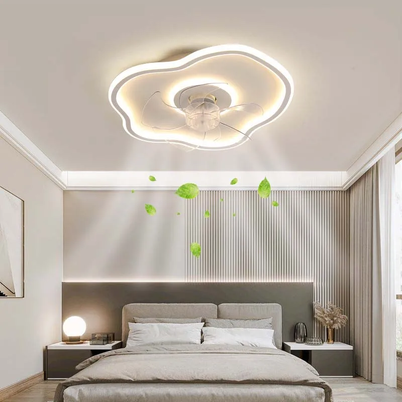 Modern LED Fan Light Dimmable 3 Speed Mute Lamp For Living Room Bedroom Study Dining Room Apartment Indoor Lighting Fixture