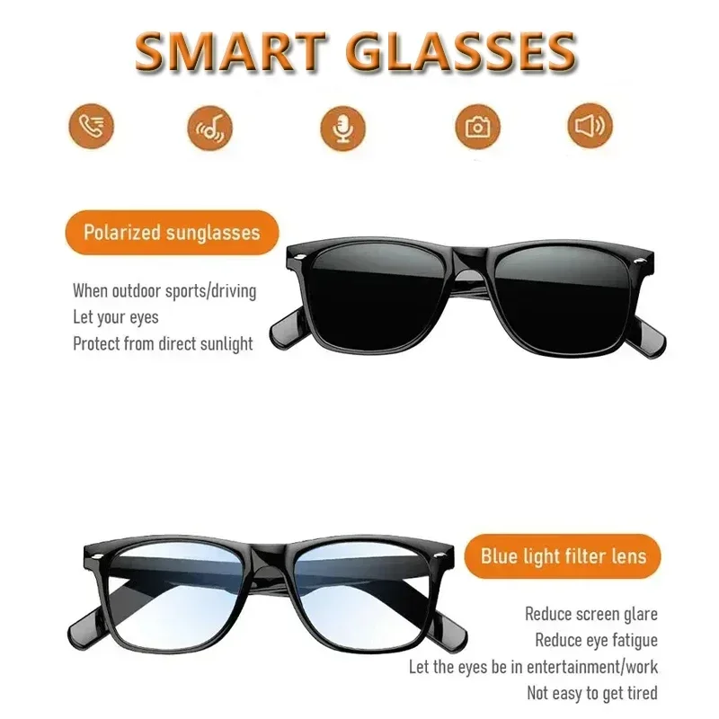 Men Women Smart Glasses Listening Music Calling Bluetooth-compatible Audio Sunglasses With Touch Remote Camera For Xiaomi Huawei