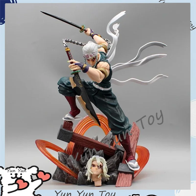 27cm Anime Demon Slayer figures Uzui Tengen 2 heads replaceable Action Figures Figurine Gk Pvc Collection Statue Model Toys Gift