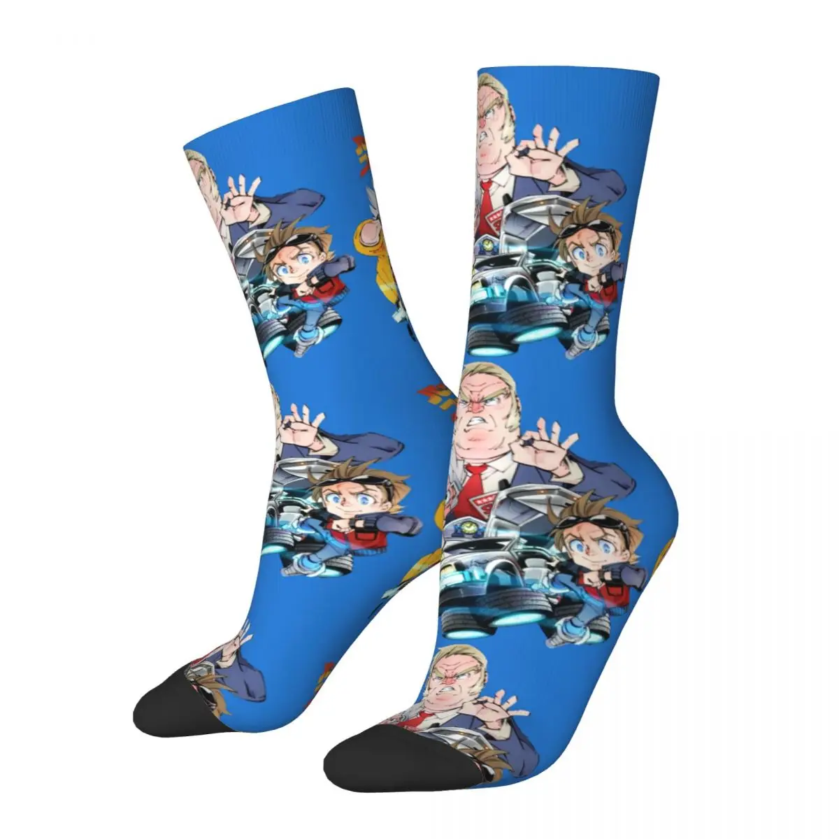 Happy Funny męska skarpety uciskowe powrót Retro Harajuku powrót do przyszłości Hip-Hop nowość Casual Crew Crazy Sock Gift Printed