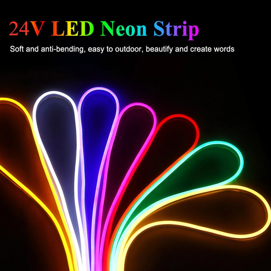 

Waterproof 24V Led Neon Lighting 3M 5M 10M Flexible Led Neon Srip Light 24V With EU US UK AU Power Supply DIY Room Decoration