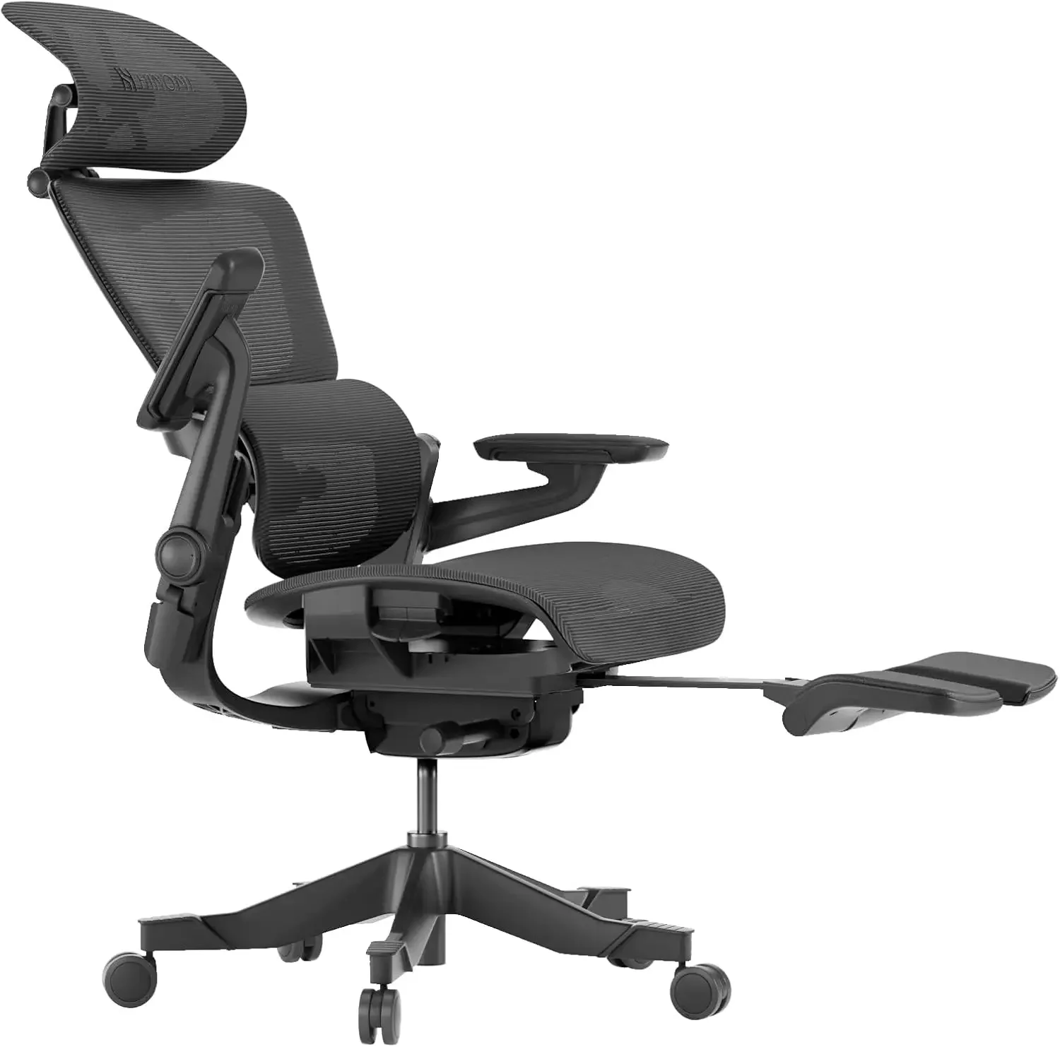 Ergonomic Office Chair with Footrest, lumbar support, mesh design, comfy black computer chair for home office (Large).