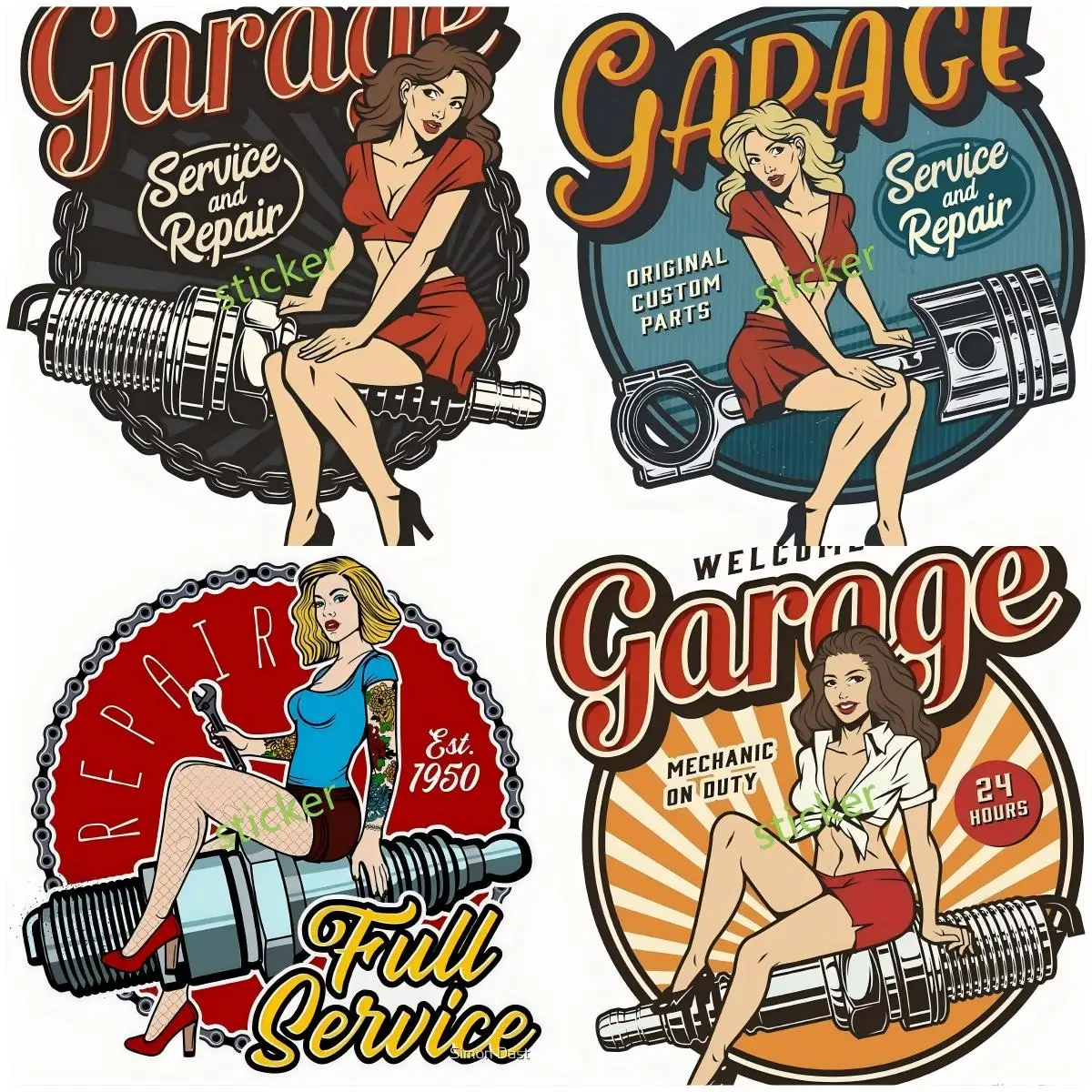 

Pin Up Girl Retro style decal Motorcycle Jdm Car Accessories Woman Electric Devices Gadget Tool Kit Stickers Interior Decoration