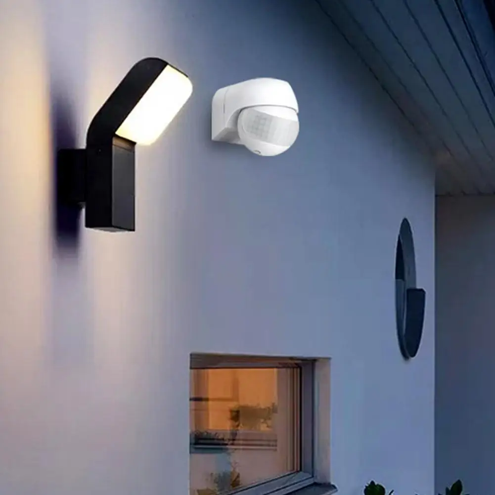 Rilevatori PIR a infrarossi per esterni a movimento lungo 110v ~ 230v Interruttore a parete Sensore LED Timer impermeabile Sensore di movimento a 180 luci