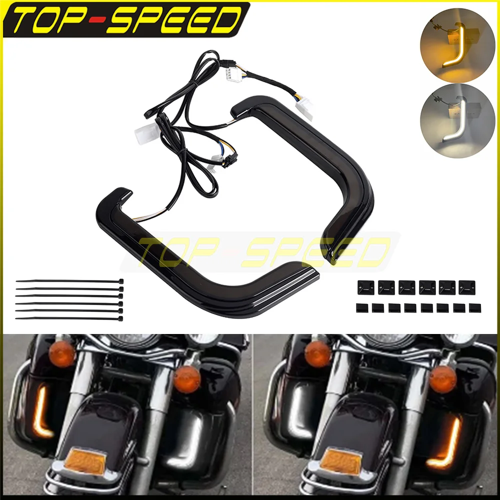 

For Harley Touring Street Electra Glide Road King CVO Limited Black LED Turn Signal Fairing Accent Light Lower Griller 1996-2013