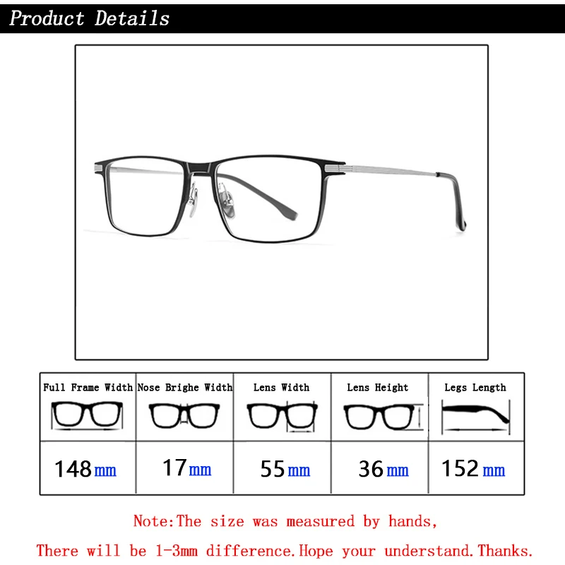 Men Aluminum Magnesium Magnet Clips Polarized Myopia Sunglasses Rectangle Retro Business Nearsighted Dark Glasses Customize Lens