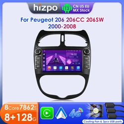 Hizpo Car Intelligent Systems Radio For Peugeot 206 206CC 206SW 2000 - 2008 Wireless CarPlay Android 13 Auto No 2 din 2din DVD