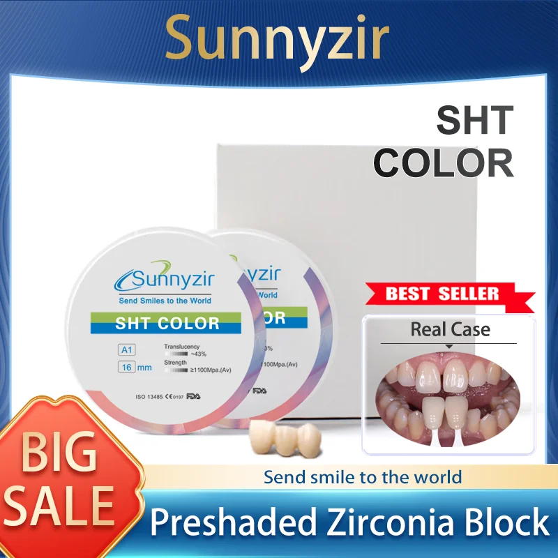 Sunnyzir Vita 16 Blech SHT Preshaded Dental Zirconia Block for Open/Amann/Zirkon System disco de zircônia Material in Dental Lab