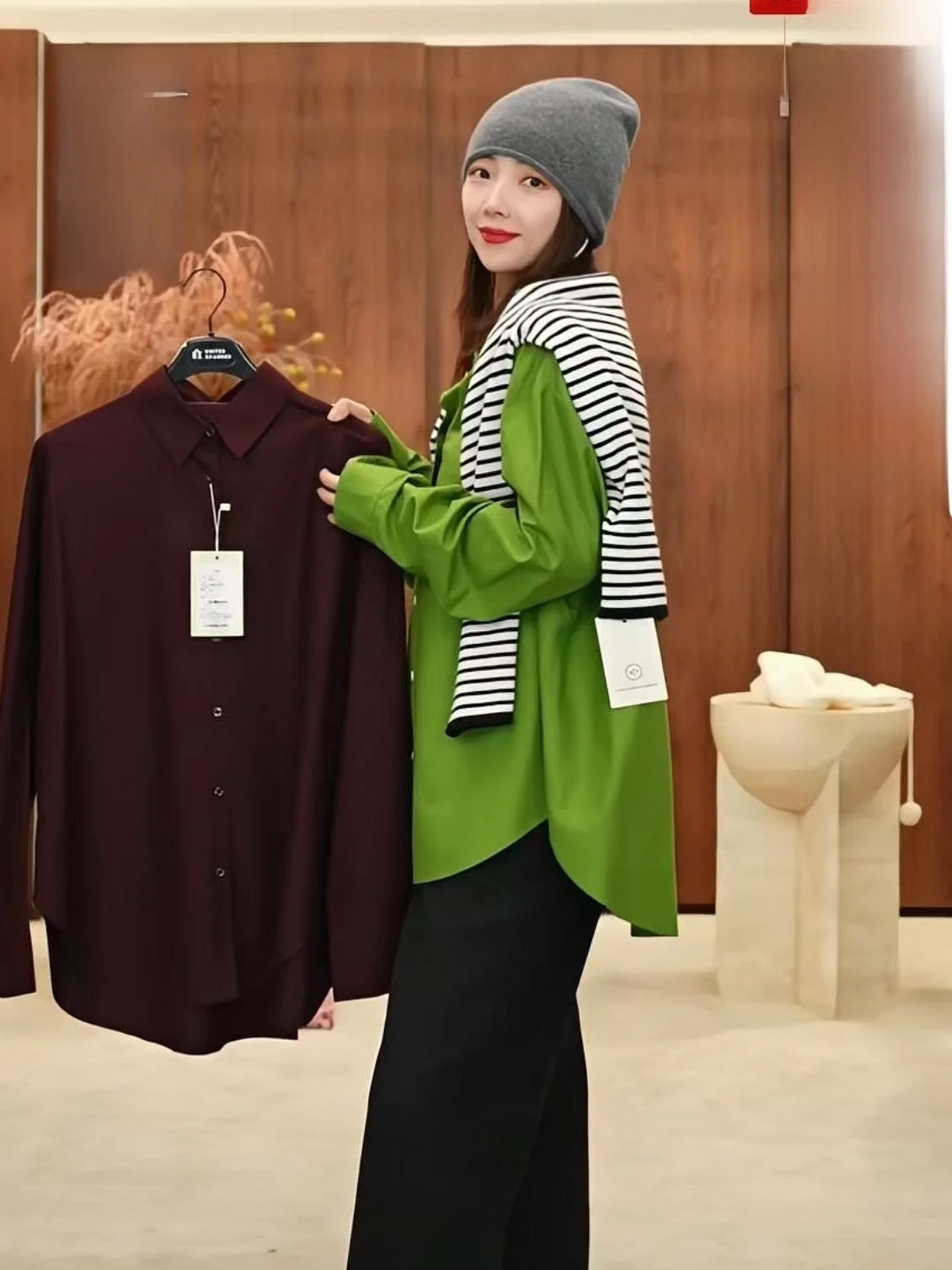 

Pure Cotton Purple irt ACS7367 Women's Traditional Chinese Sle Top for Autumn Season Stage Performances And Festive Wear