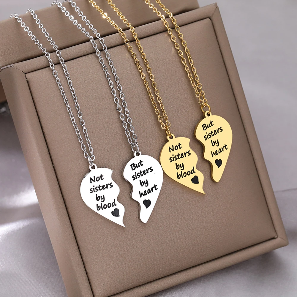 Stainless Steel Necklaces Not Sister By Blood But Sister By Heart Pendants BFF Chains Necklace For Women Jewelry Best Friends