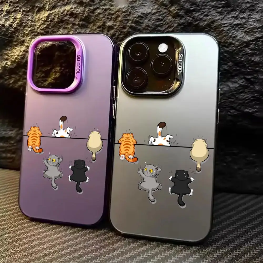 고양이 백 패턴 폰 케이스 아이폰 17 16 15 14 13 12 11 프로/맥스/플러스용 방수 및 충격 방지 백 커버