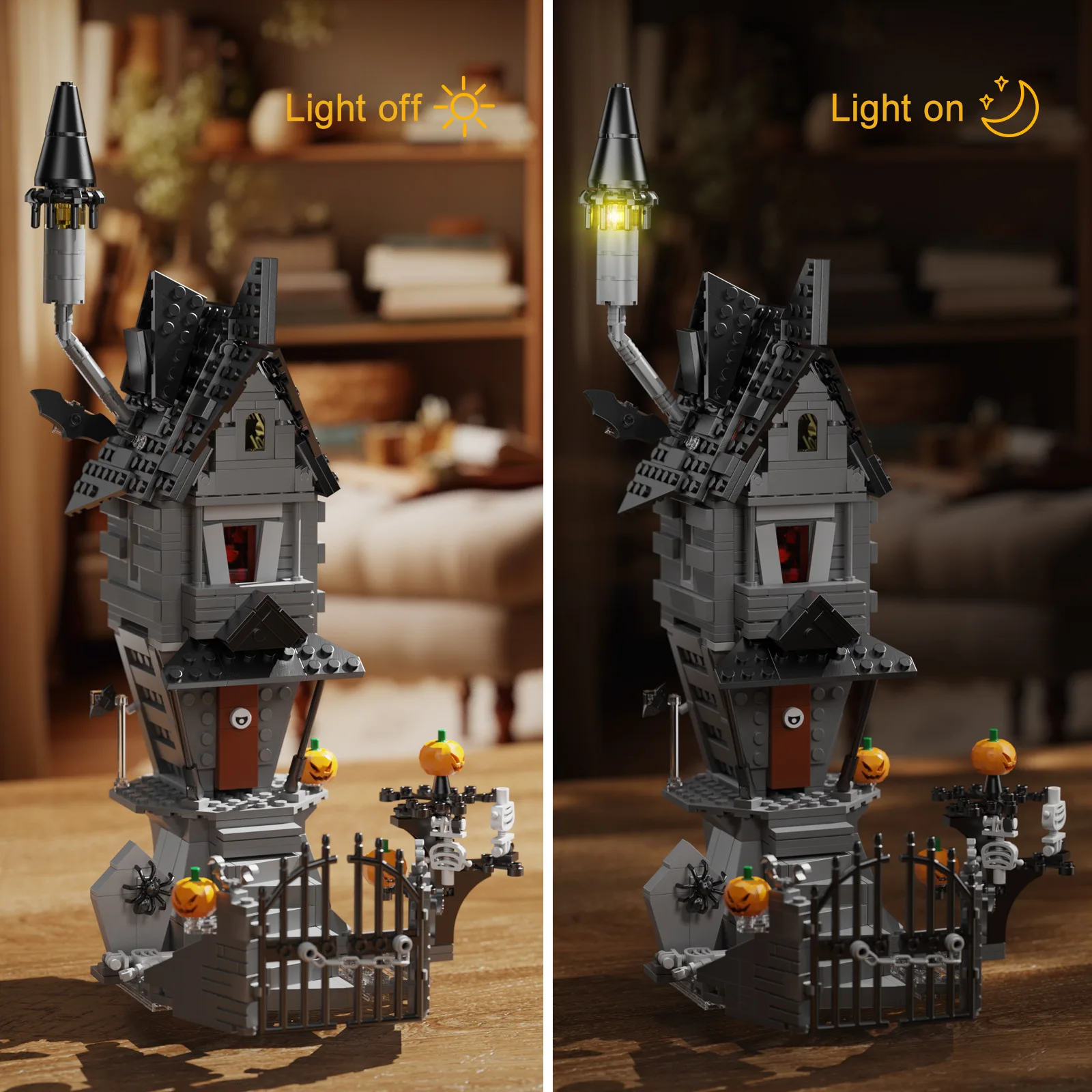 MOCER Ideas Halloween Skeleton Figures Ghost House Movie Nightmareal Before Christmas Pumpkin King Building Blocks Kid Toys Gift