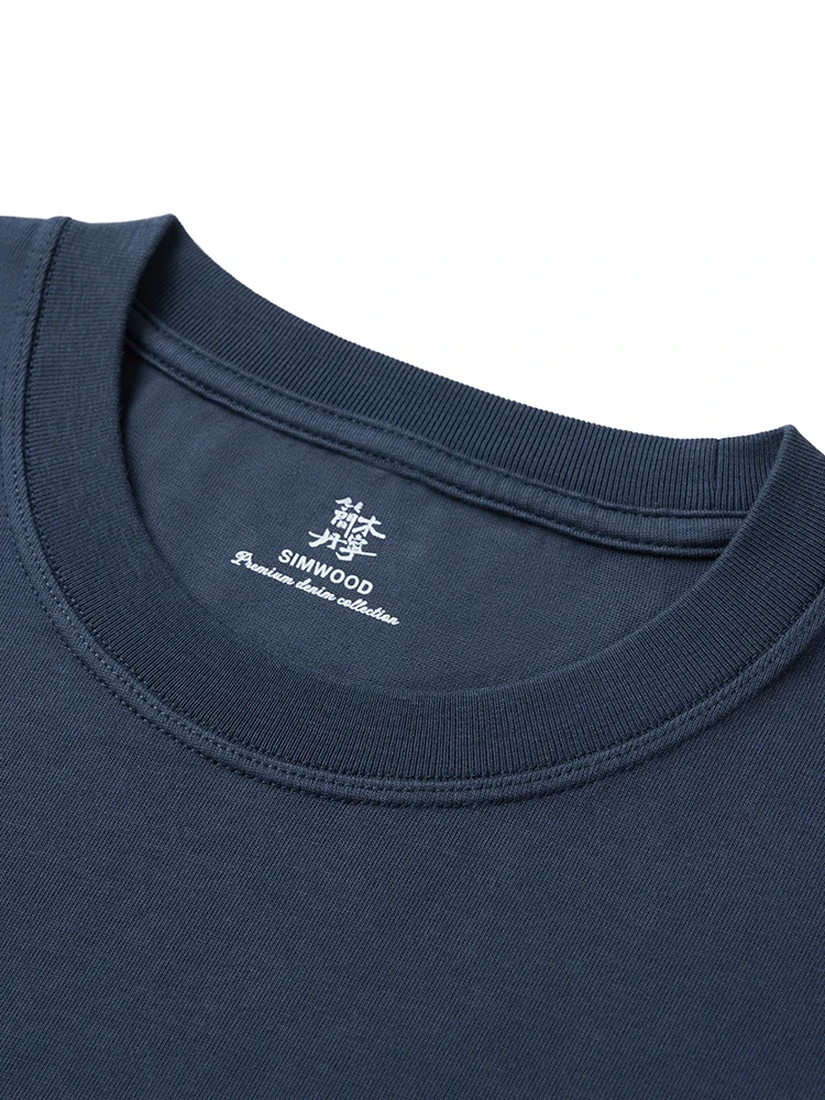 SIMWOIOD High Standard 2025 Summer New Oversize 260gsm 100% Cotton T-shirts Men Comfortable Breathable Tops Plus Size Tees image 2