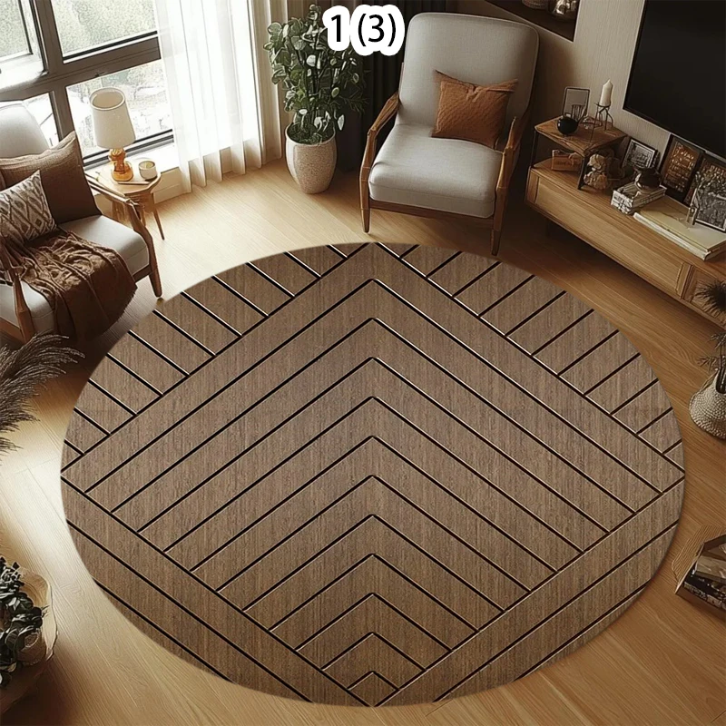 Geometric Stripes Round Rug Nordic Minimalism Home Decor Carpet Soft Non-Slip Floor Decor Mat for Living Room Bedroom  area rug