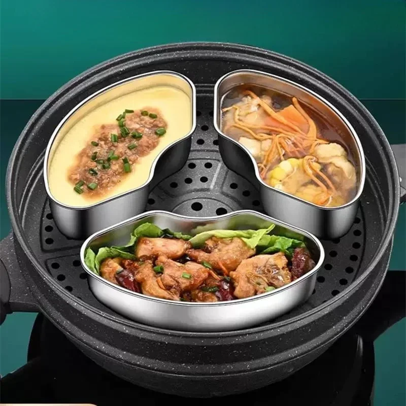 Stainless Steel Fan-shaped Steaming Plate Separated Steaming Plate Kitchen Egg Steaming Box Bowl Electric Rice Cooker Cage