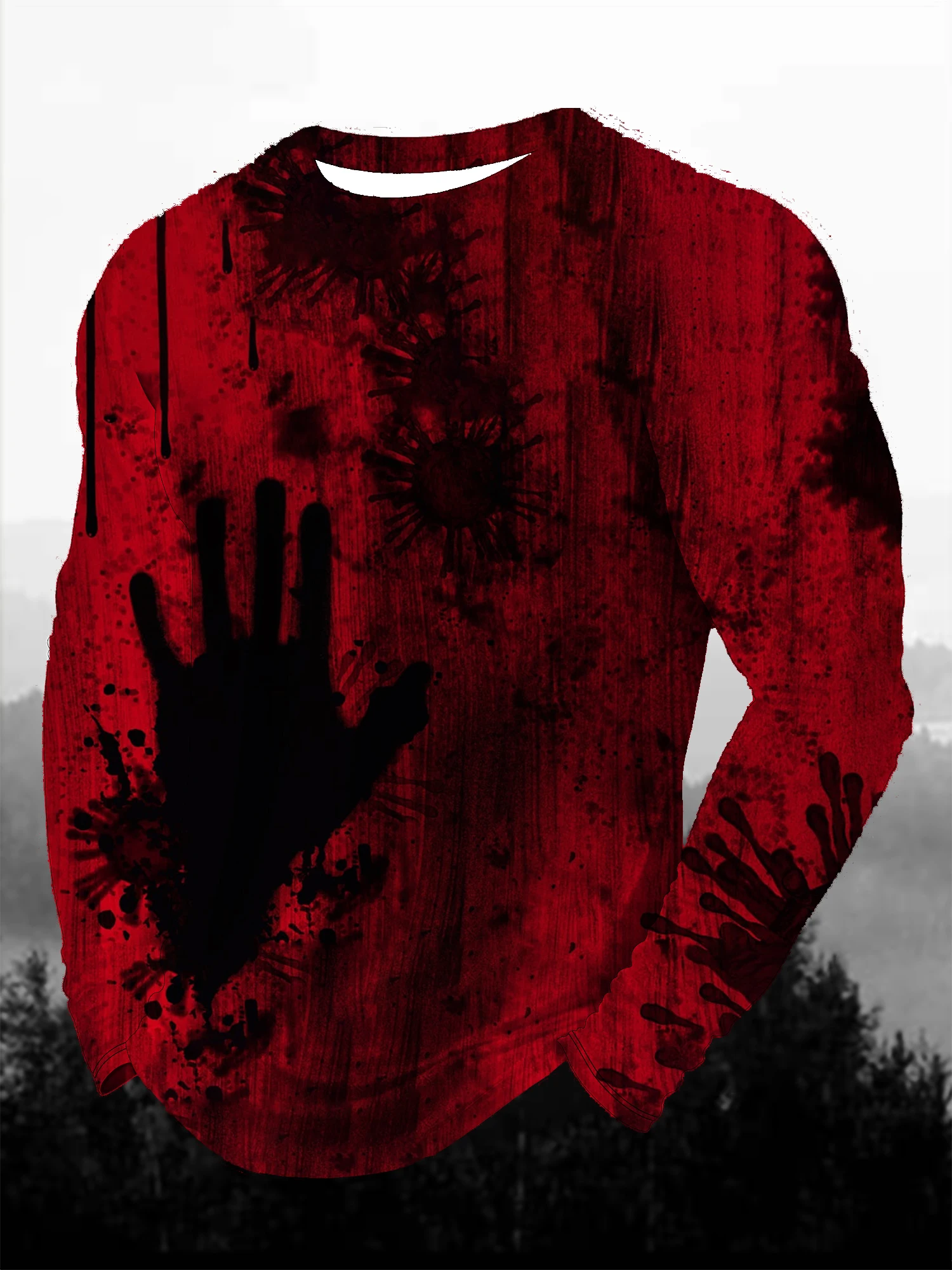 

Halloween Theme Long Sleeve T-Shirt For Men Women 3D Print Horror Pattern Round Neck Pullover Fashion Creative Design Unisex Top