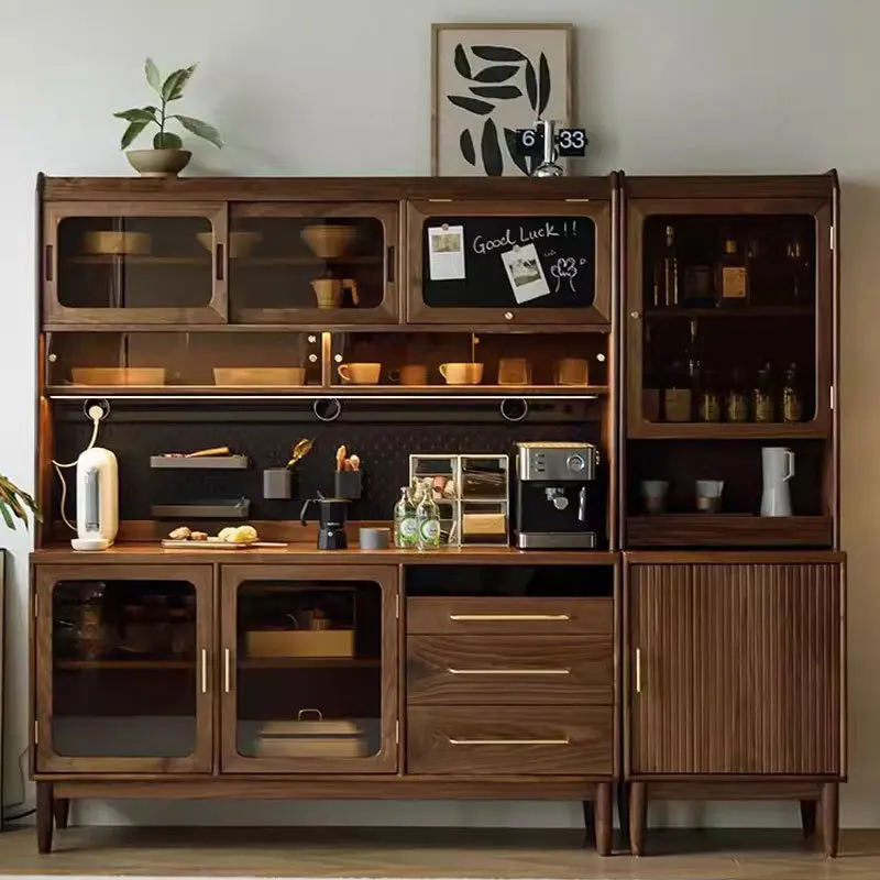 North American black walnut solid wood dining side cabinet bar counter integrated wall storage cabinet cherry wood