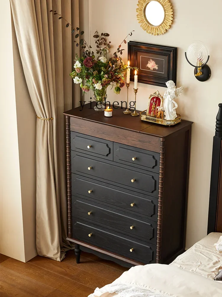 b11-7.1 Drawers Bedroom Storage Medium Ancient Style Chest of Six Drawers Tailstock Storage Cabinet Dressing Table Integrated