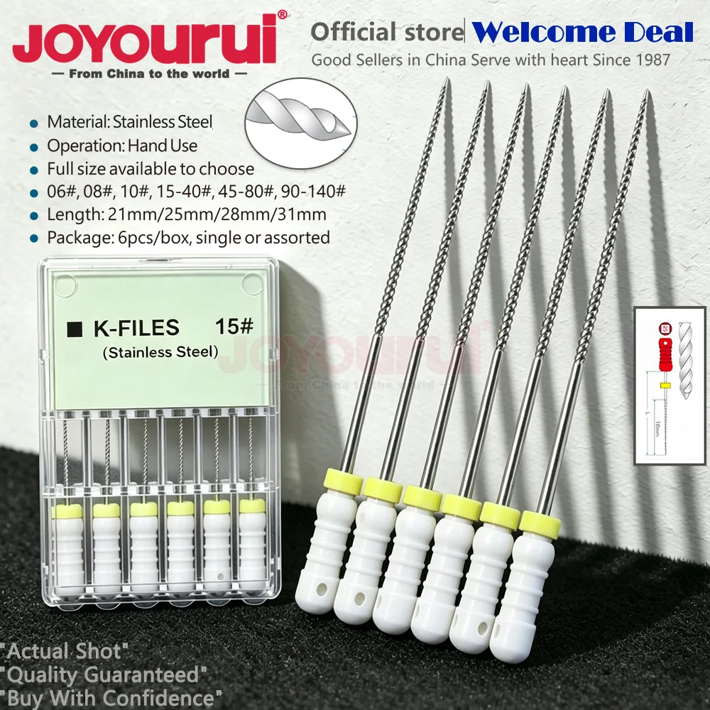 Dental K File Handheld Root Canal Preparation Instrument 06# Stainless Steel 21/25/31mm Dental Endodontic Tools 15#20#25#