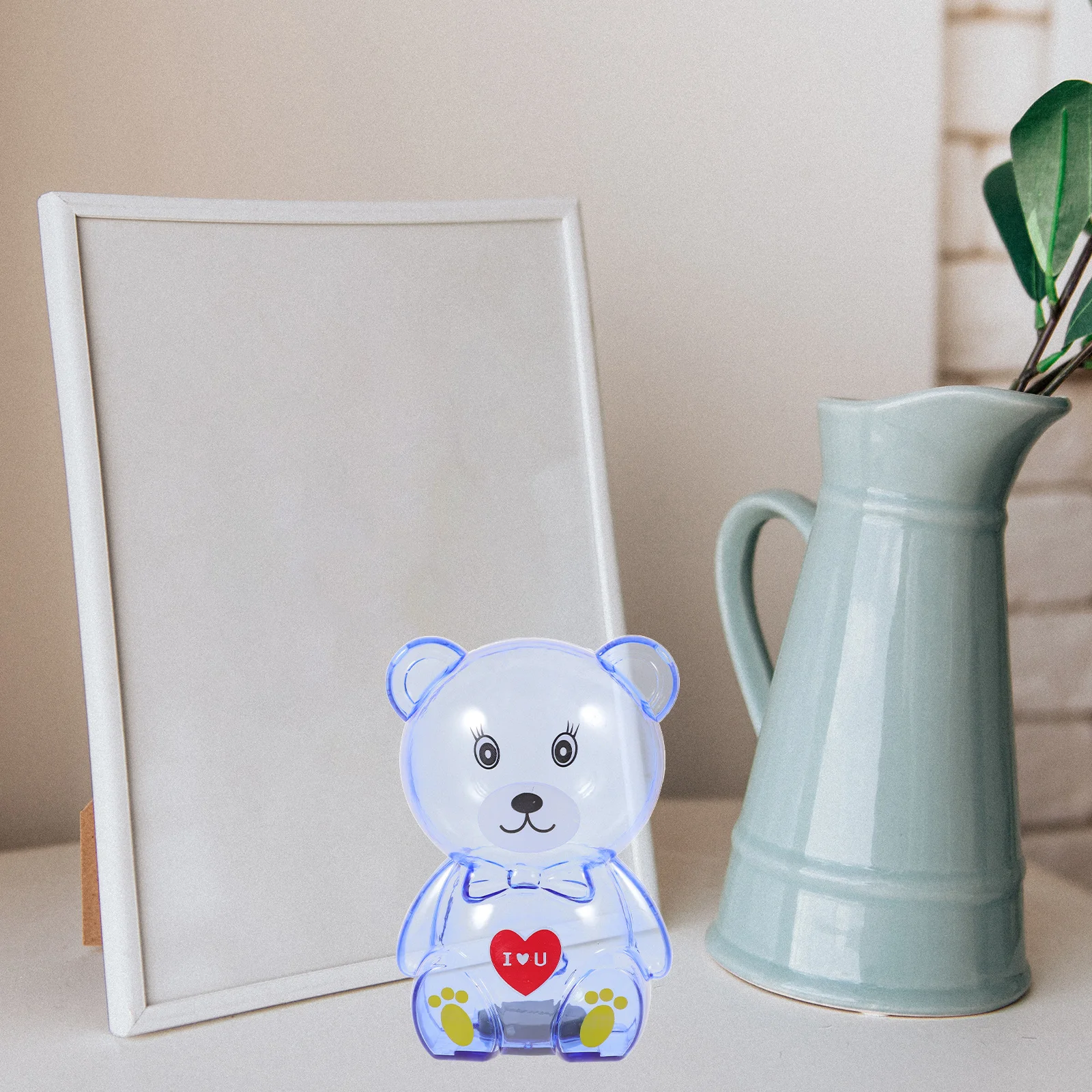 2 pçs transparente urso cofrinho inquebrável moeda caixa de dinheiro desktop pote de poupança crianças compacto banco de poupança para meninas idades 8-12