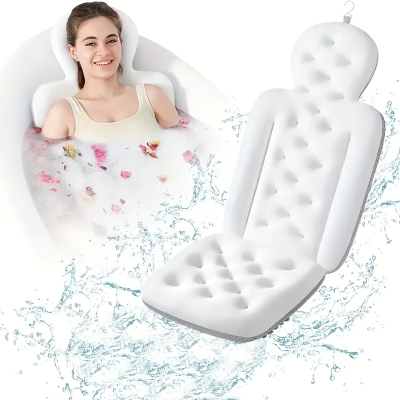 

Luxury White Bath Pillow - Ergonomic Soft Breathable with Head Arm Support for Home Hotel