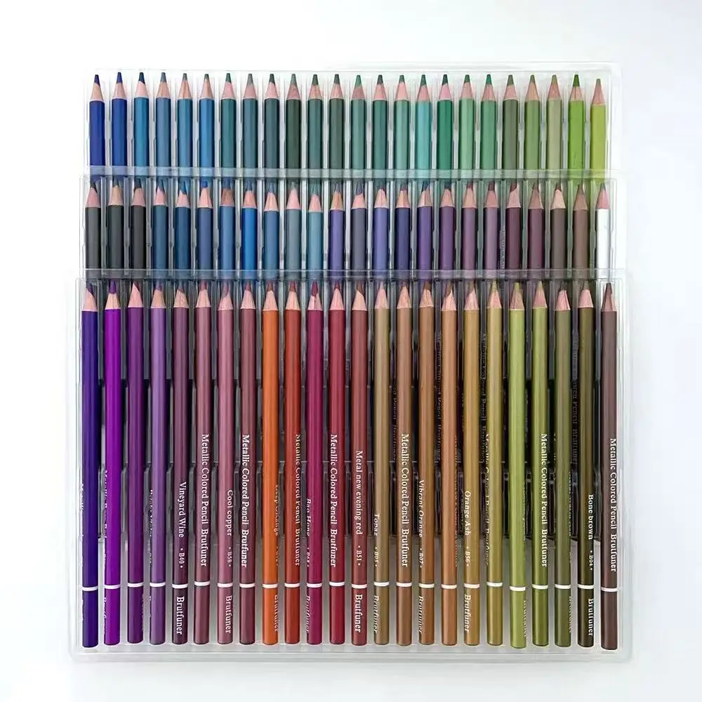 Brutfuner NEW 50/72Pcs Metallic Colored Pencils Wood Drawing Sketch Soft Pencil Set Coloring Pencils Students Art Supplies