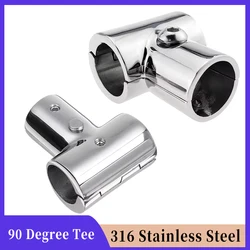 22mm/25mm Marine Handrail Tee Fittings 316 Stainless Steel Tube Pipe Joint Yacht Dock Outdoor Awning Tube Fastener