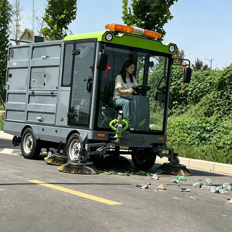 Enclosed Cabin Street Sweeper 18500 ㎡/h Work Efficiency Ride-On Road Sweeper Machine Dust Suppression Sweeper Depot