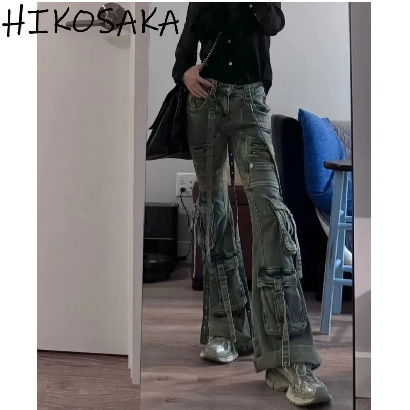 

Heavy Work Vintage Cargo Pants Y2j Street Punk Grunge Multi-pocket Loose Jeans American Aesthetic Casual Pantalones Mujer