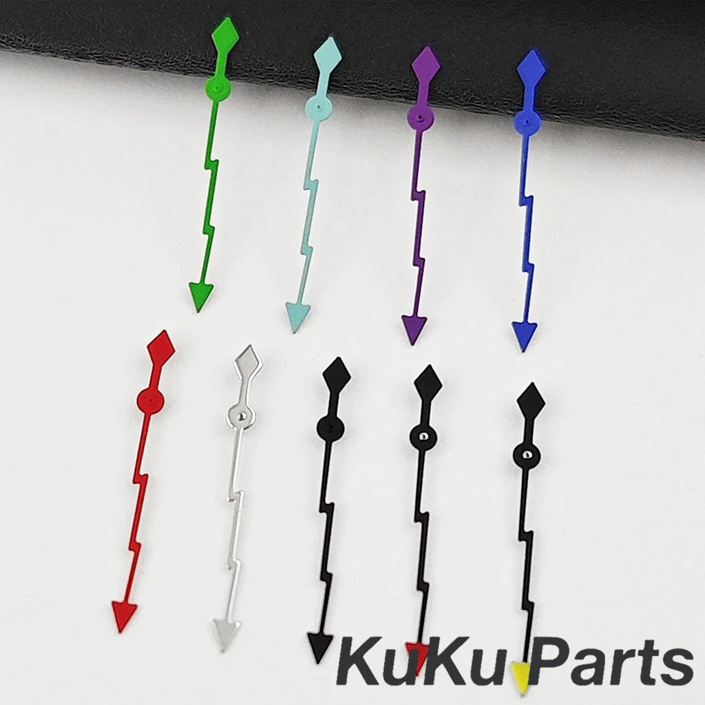 Relâmpago 13mm prata ouro preto vermelho verde mãos relâmpago segundos relógios agulhas caber nh34 nh35 nh36 nh38 movimento sem luminoso