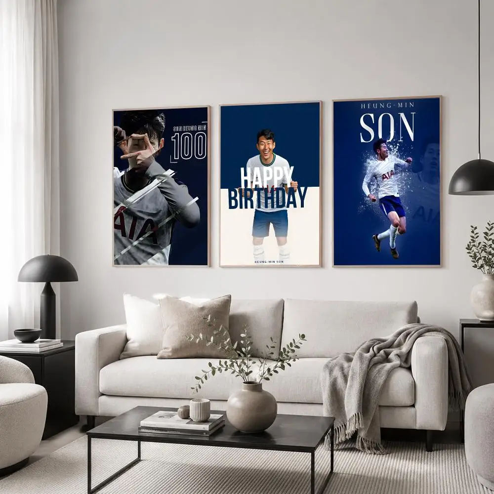 Athlete Son Heung-min Poster Classic Poster HD Art Sticky Wall Waterproof Home Living Room Bedroom  Aesthetic Decoration