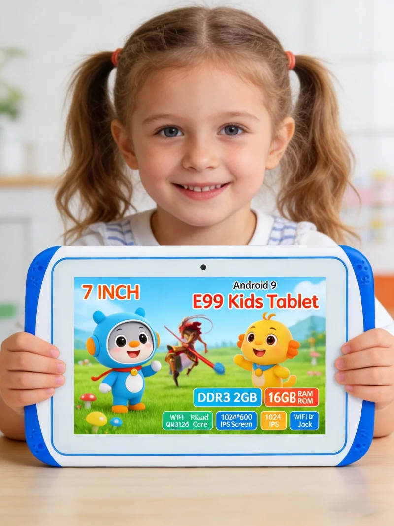 7 Inch T10 Android 9 Kids Tablet 2GB RAM 16GB ROM RK3126 E99 Quad Core 1024*600 IPS WiFi Children's Portable Learning Tablet