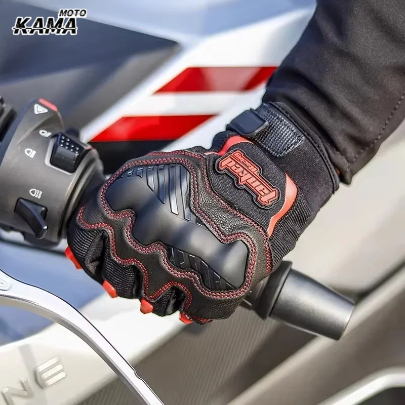TANKED Breathable Full Finger Racing Motorcycle Gloves Quality Stylishly Decorated Antiskid Wearable Gloves Large Size XXL Black