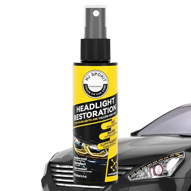 

Car Headlight Restoration Spray Liquid Car Light Cleaner And Restorer UV Resistant Long Lasting Head Light Coating Spray For