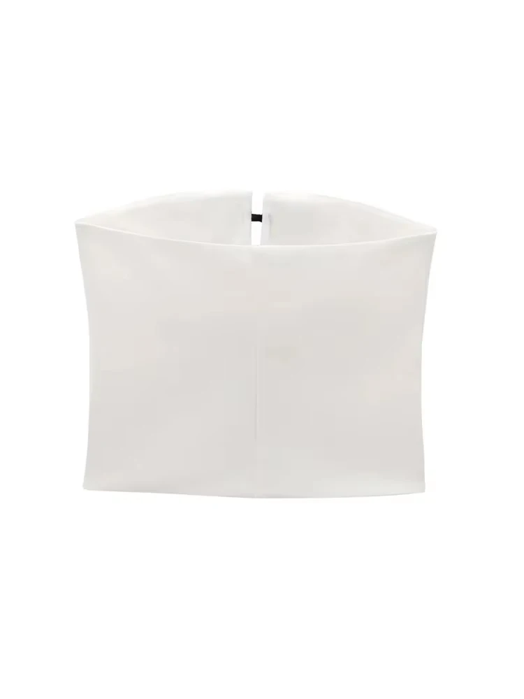 Tops bustier sem alças com arcos para mulheres, pescoço reto, zíper lateral, camis femininos, moda