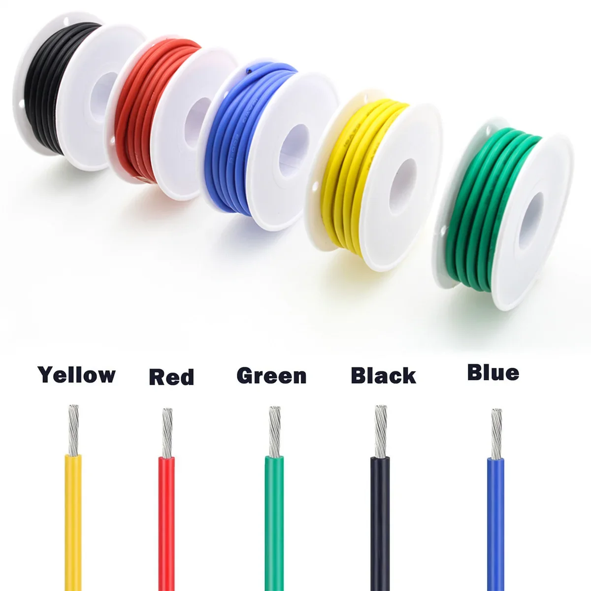 16/18/20/22/24/26/28 AWG Electric Wire with Heat Shrink Tubing,5 Colors Stranded Tinned Copper Flexible Silicone Hookup Wire Kit