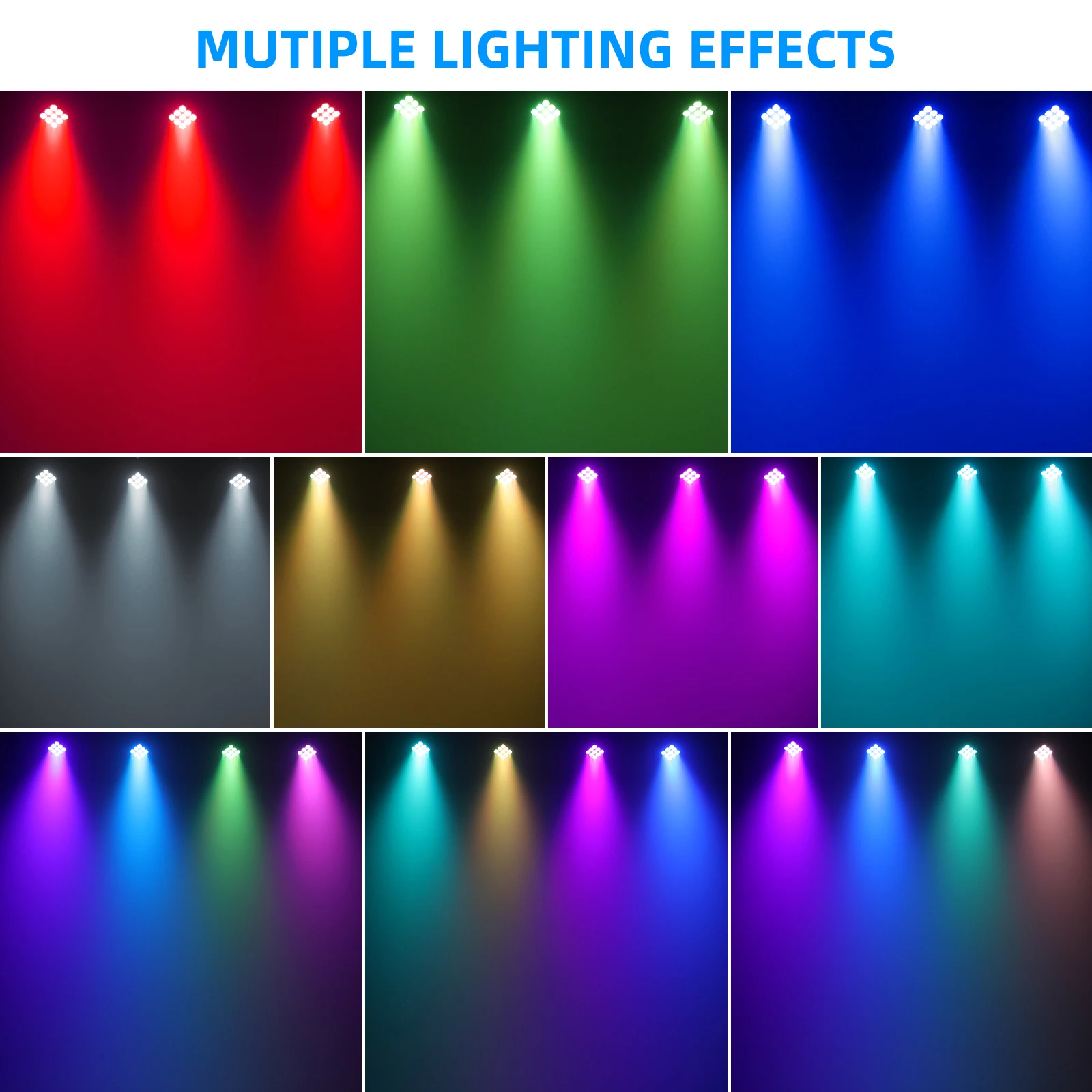 U`King 8Pcs 40W LED Par Lights With Remote Control 9x4W RGBW LED Stage Lights DMX DJ Light For Wedding Party Concert Church