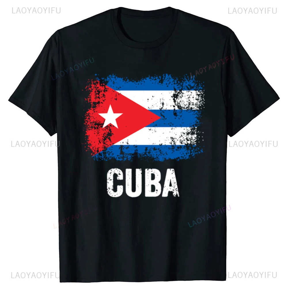 Cuban Vintage Cuba Flag Man Graphic T-shirts Men Women Summer Fashion Casual Tshirt High Quality Cotton Loose Outdoors T Shirt