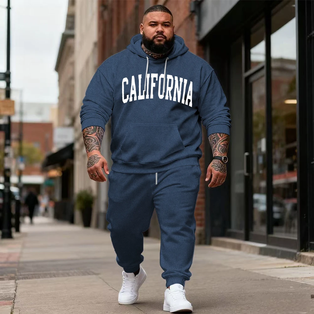 

S-9xl Комплект толстовок с капюшоном большого размера: модные забавные надписи — повседневный наряд из двух предметов, прочная ткань